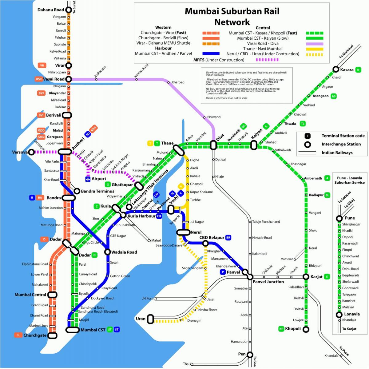 карта Мумбаи железной дороги