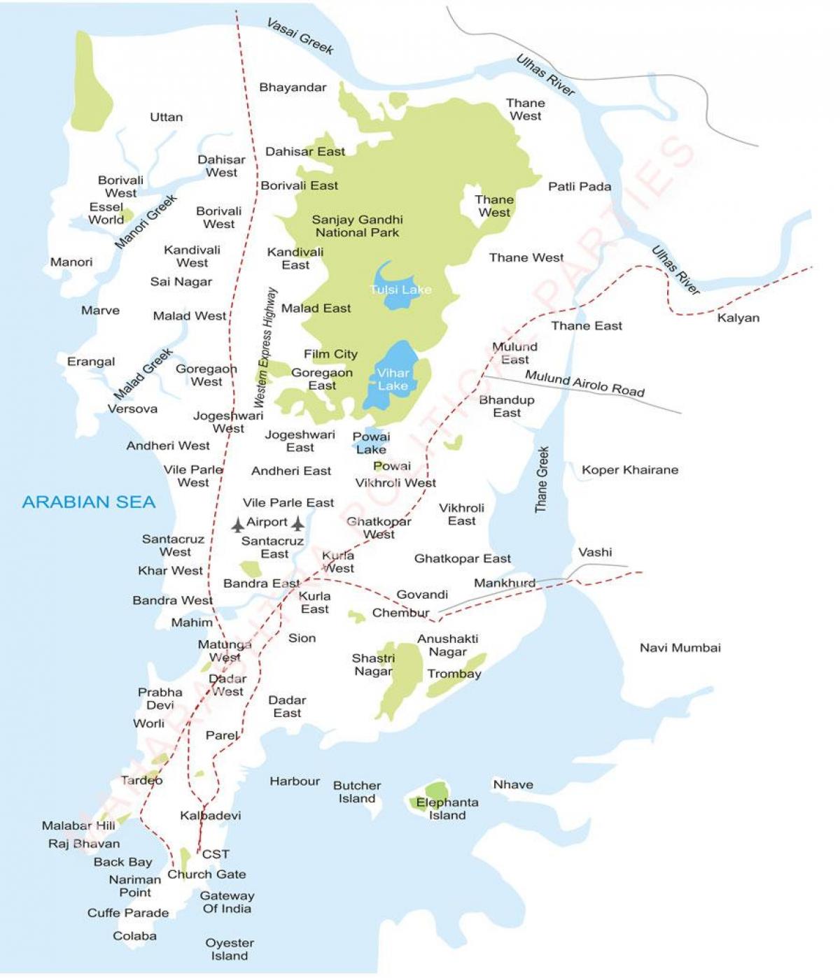 Мумбаи пригороде карте