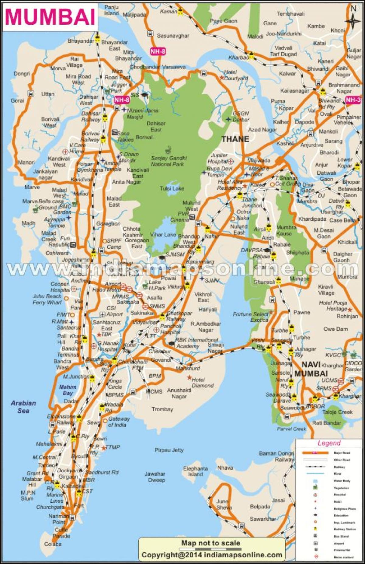 физическая карта Мумбаи