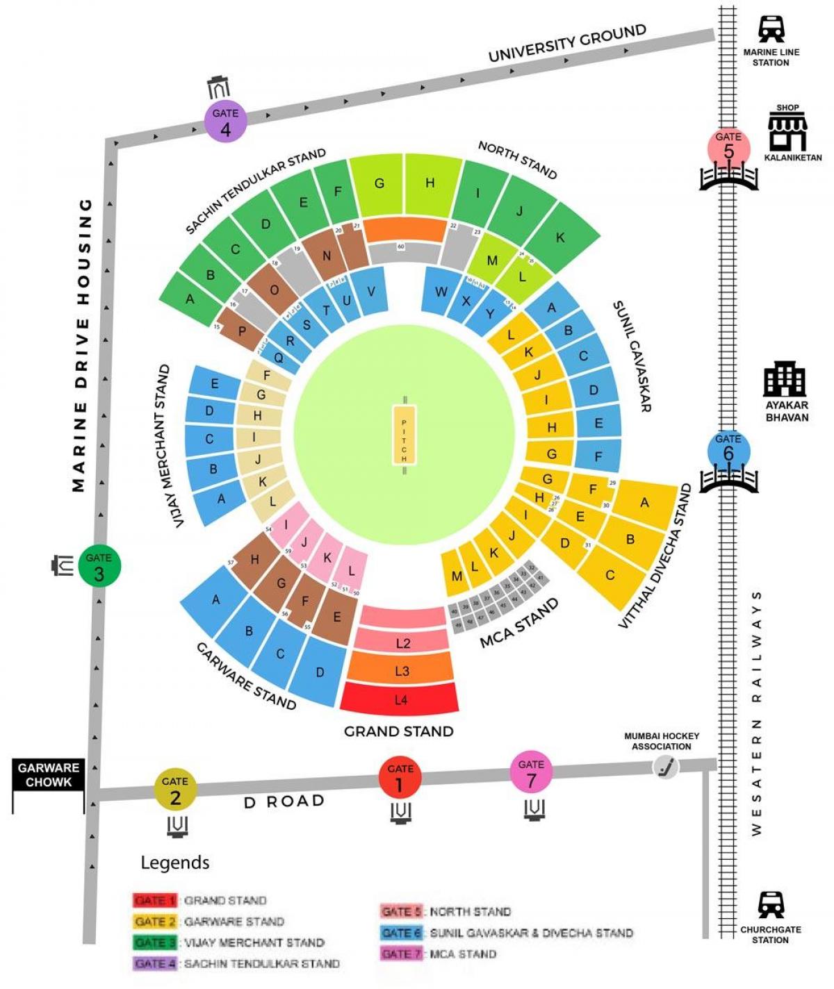 Стадион ванкхед Мумбаи карте