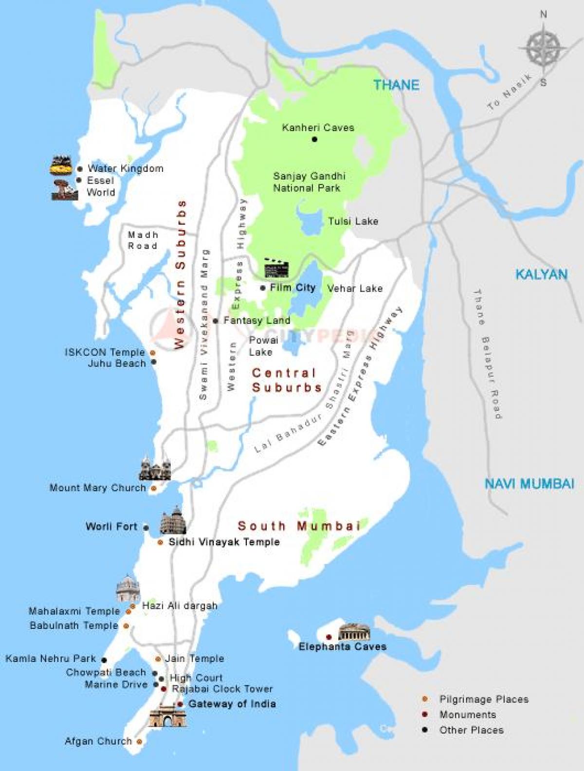 Бомбей карта города туристические