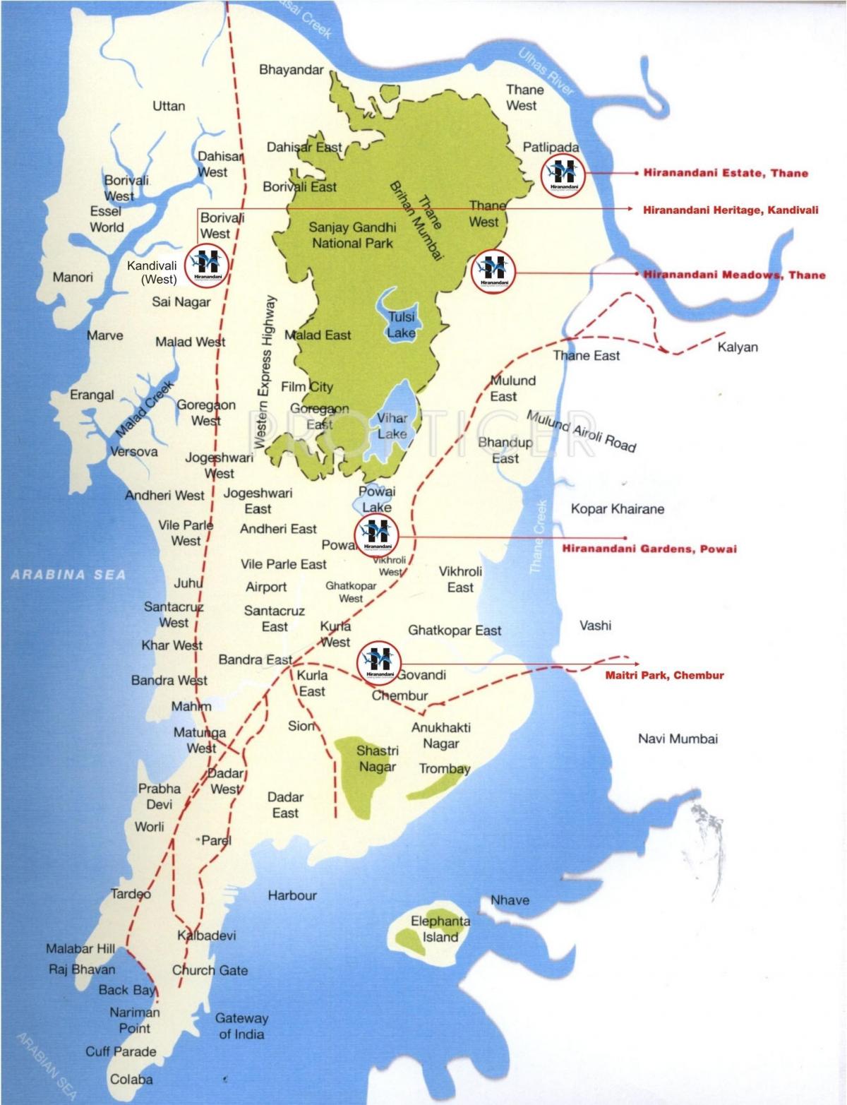 карта Колаба в Мумбаи