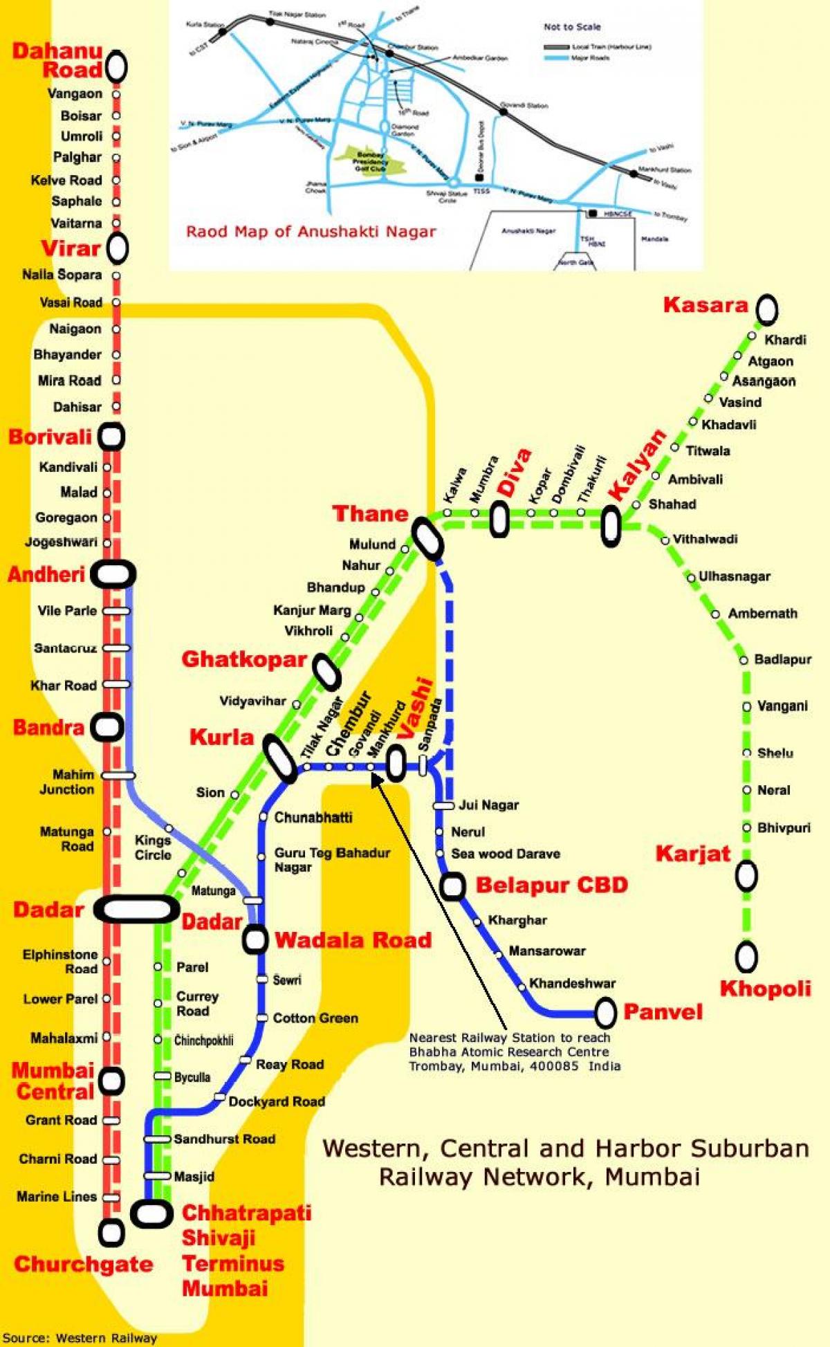 Центральный Мумбаи станций карте