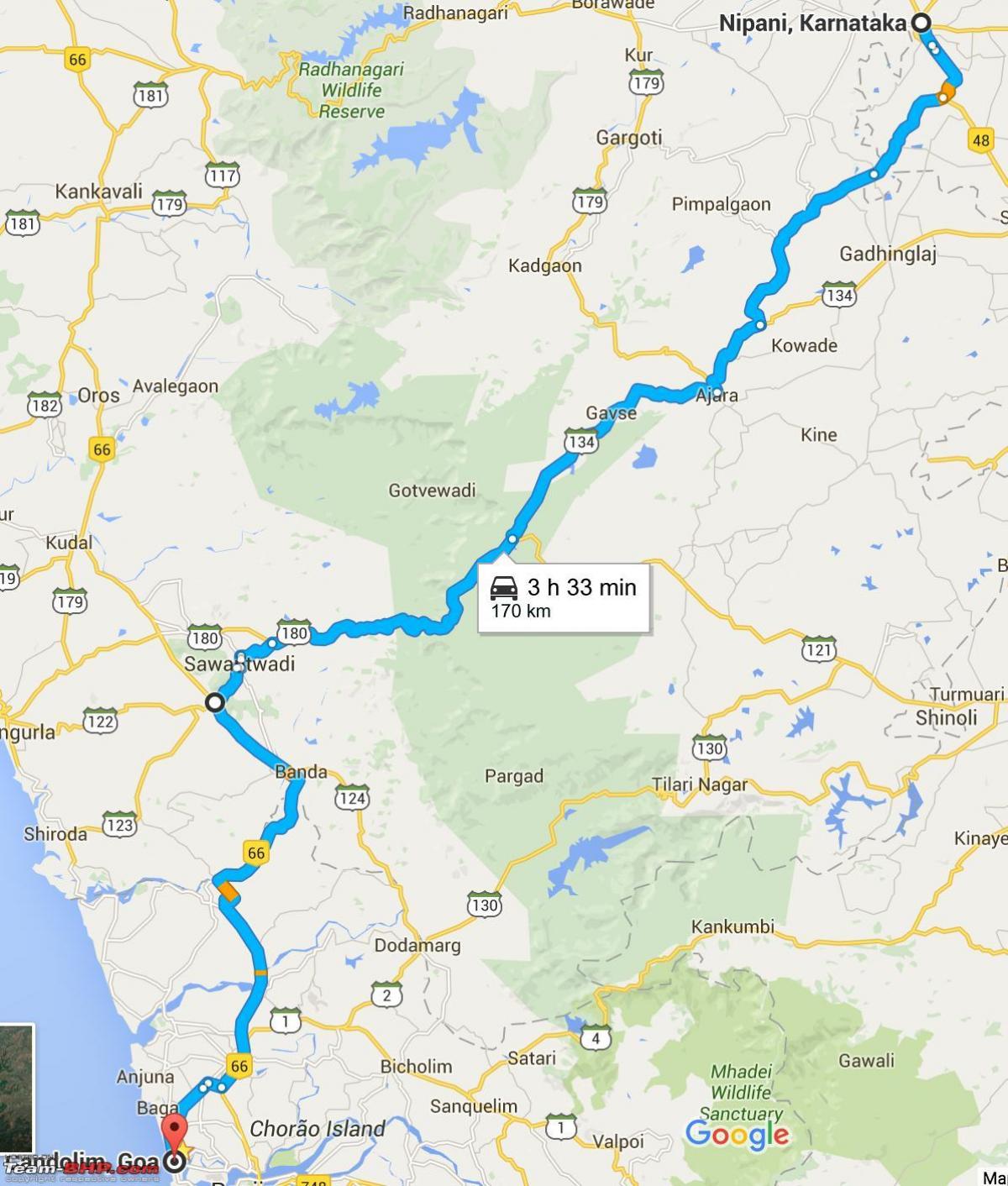 Мумбаи до Гоа шоссе карта